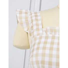 Women Gingham Ruffle Square Collar Tiered Sleeveless Dress Women Gingham Ruffle Square Collar Tiered Sleeveless Dress