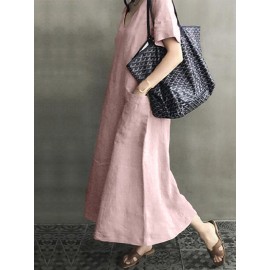 Vintage Short Sleeve V Neck Pockets Dress Vintage Short Sleeve V Neck Pockets Dress