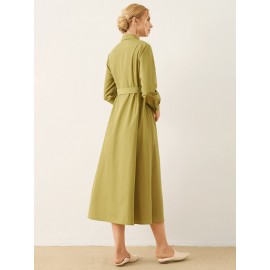 Solid Long Sleeve Button Front Lapel Shirt Dress Solid Long Sleeve Button Front Lapel Shirt Dress