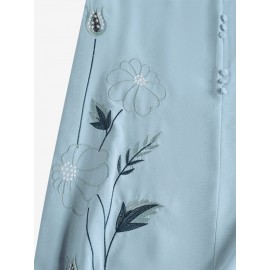 Women Floral Embroidered Crew Neck Casual Short Sleeve Dress Women Floral Embroidered Crew Neck Casual Short Sleeve Dress