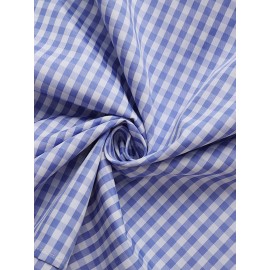 Women Gingham Plaid Lapel Half Button Short Sleeve Shirt Dress Women Gingham Plaid Lapel Half Button Short Sleeve Shirt Dress