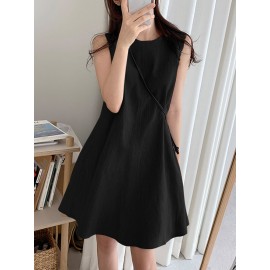 Solid Sleeveless A-Line Casual Cotton Midi Dress Solid Sleeveless A-Line Casual Cotton Midi Dress
