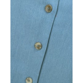 Women Solid Button Front Short Sleeve Denim Shirt Dress Women Solid Button Front Short Sleeve Denim Shirt Dress