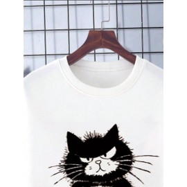 Mens Cat Graphic Crew Neck Casual Pullover Sweatshirts Winter Mens Cat Graphic Crew Neck Casual Pullover Sweatshirts Winter