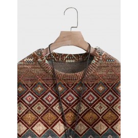 Mens Vintage Ethnic Geometric Pattern Crew Neck Pullover Sweatshirts Winter Mens Vintage Ethnic Geometric Pattern Crew Neck Pullover Sweatshirts Winter