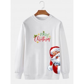 Mens Christmas Santa Claus Side Print Crew Neck Pullover Sweatshirts Winter Mens Christmas Santa Claus Side Print Crew Neck Pullover Sweatshirts Winter