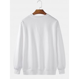 Mens Smile Face Chest Print Crew Neck Pullover Sweatshirts Mens Smile Face Chest Print Crew Neck Pullover Sweatshirts