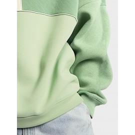 Mens Color Block Patchwork Crew Neck Loose Pullover Sweatshirts Mens Color Block Patchwork Crew Neck Loose Pullover Sweatshirts