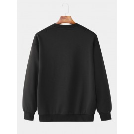 Mens Chinese Crane Print Crew Neck Pullover Sweatshirts Winter Mens Chinese Crane Print Crew Neck Pullover Sweatshirts Winter