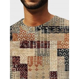 Mens Vintage Geometric Print Crew Neck Pullover Sweatshirts Winter Mens Vintage Geometric Print Crew Neck Pullover Sweatshirts Winter