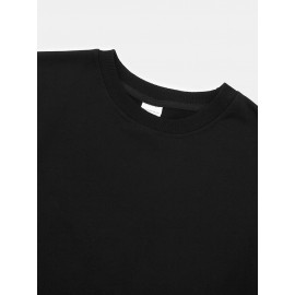 Mens Cute Cat Side Print Crew Neck Pullover Sweatshirts Mens Cute Cat Side Print Crew Neck Pullover Sweatshirts