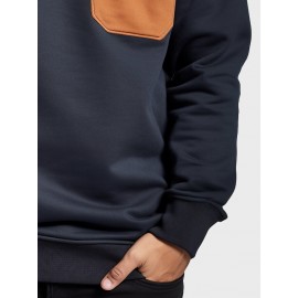 Mens Contrast Chest Pocket Crew Neck Casual Pullover Sweatshirts Winter Mens Contrast Chest Pocket Crew Neck Casual Pullover Sweatshirts Winter