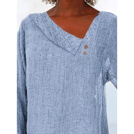 Women Irregular Design Plain Cotton Long Sleeve Blouse Women Irregular Design Plain Cotton Long Sleeve Blouse