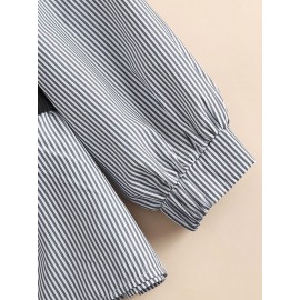 Women Stripe Patchwork Crew Neck Casual Long Sleeve Blouse Women Stripe Patchwork Crew Neck Casual Long Sleeve Blouse