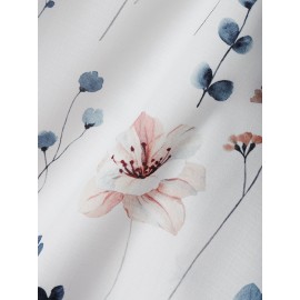 Women Vintage Floral Plant Print Crew Neck Short Sleeve Blouse Women Vintage Floral Plant Print Crew Neck Short Sleeve Blouse