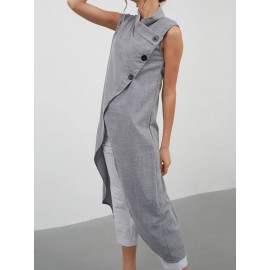 Solid Color Cross Wrap High Low Sleeveless Blouse For Women Solid Color Cross Wrap High Low Sleeveless Blouse For Women