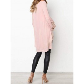 Front Two-layer Lantern Sleeves Long-sleeved Hem Stitching Blouse Front Two-layer Lantern Sleeves Long-sleeved Hem Stitching Blouse