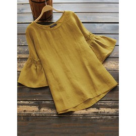 Vintage Frill Short Sleeve Solid Color Blouse Vintage Frill Short Sleeve Solid Color Blouse