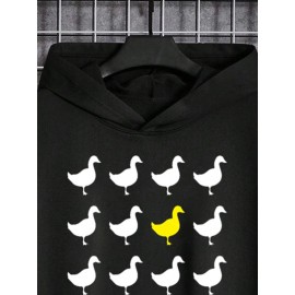 Mens Contrast Goose Letter Print Casual Long Sleeve Hoodies Winter Mens Contrast Goose Letter Print Casual Long Sleeve Hoodies Winter