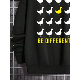 Mens Contrast Goose Letter Print Casual Long Sleeve Hoodies Winter Mens Contrast Goose Letter Print Casual Long Sleeve Hoodies Winter