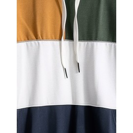 Mens Color Block Patchwork Kangaroo Pocket Loose Drawstring Hoodies Winter Mens Color Block Patchwork Kangaroo Pocket Loose Drawstring Hoodies Winter