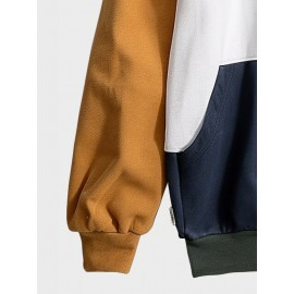 Mens Color Block Patchwork Kangaroo Pocket Loose Drawstring Hoodies Winter Mens Color Block Patchwork Kangaroo Pocket Loose Drawstring Hoodies Winter