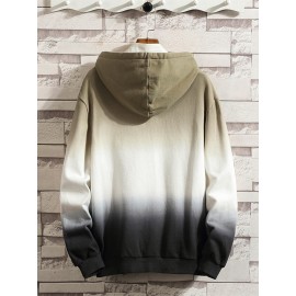 Mens Chinese Character Ombre Print Loose Drawstring Hoodies Winter Mens Chinese Character Ombre Print Loose Drawstring Hoodies Winter