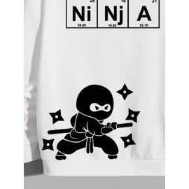 Mens Cartoon Japanese Ninja Letter Print Long Sleeve Hoodies Winter Mens Cartoon Japanese Ninja Letter Print Long Sleeve Hoodies Winter