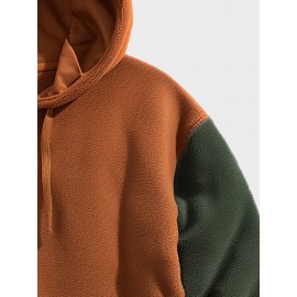 Mens Contrast Patchwork Kangaroo Pocket Fleece Drawstring Hoodies Winter Mens Contrast Patchwork Kangaroo Pocket Fleece Drawstring Hoodies Winter