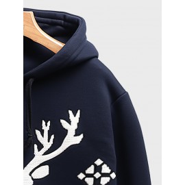 Mens Christmas Elk Snowflake Print Kangaroo Pocket Drawstring Hoodies Mens Christmas Elk Snowflake Print Kangaroo Pocket Drawstring Hoodies