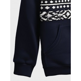 Mens Christmas Elk Snowflake Print Kangaroo Pocket Drawstring Hoodies Mens Christmas Elk Snowflake Print Kangaroo Pocket Drawstring Hoodies