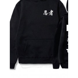 Mens Japanese Ninja Print Loose Long Sleeve Hoodies Winter Mens Japanese Ninja Print Loose Long Sleeve Hoodies Winter