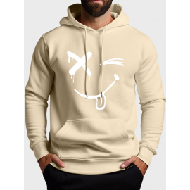 Mens Smile Face Graphic Kangaroo Pocket Casual Drawstring Hoodies Mens Smile Face Graphic Kangaroo Pocket Casual Drawstring Hoodies