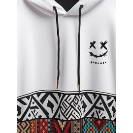 Mens Smile Ethnic Geometric Print Patchwork Long Sleeve Hoodies Winter Mens Smile Ethnic Geometric Print Patchwork Long Sleeve Hoodies Winter