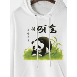 Mens Cute Panda Print Kangaroo Pocket Drawstring Hoodies Winter Mens Cute Panda Print Kangaroo Pocket Drawstring Hoodies Winter
