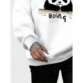 Mens Cartoon Panda Letter Print Kangaroo Pocket Drawstring Hoodies Winter Mens Cartoon Panda Letter Print Kangaroo Pocket Drawstring Hoodies Winter