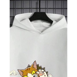 Mens Japanese Wave Cat & Fish Print Long Sleeve Hoodies Winter Mens Japanese Wave Cat & Fish Print Long Sleeve Hoodies Winter