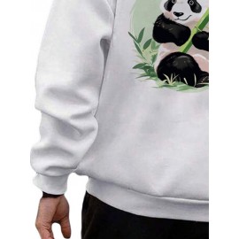 Mens Panda Bamboo Back Print Long Sleeve Loose Hoodies Winter Mens Panda Bamboo Back Print Long Sleeve Loose Hoodies Winter